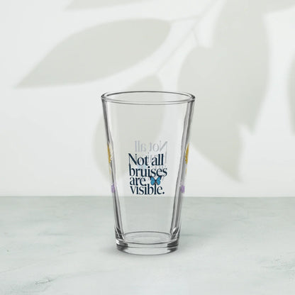 Shop our premium rise reclaim pint glass not all bruises from MySisterIsASurvivor.