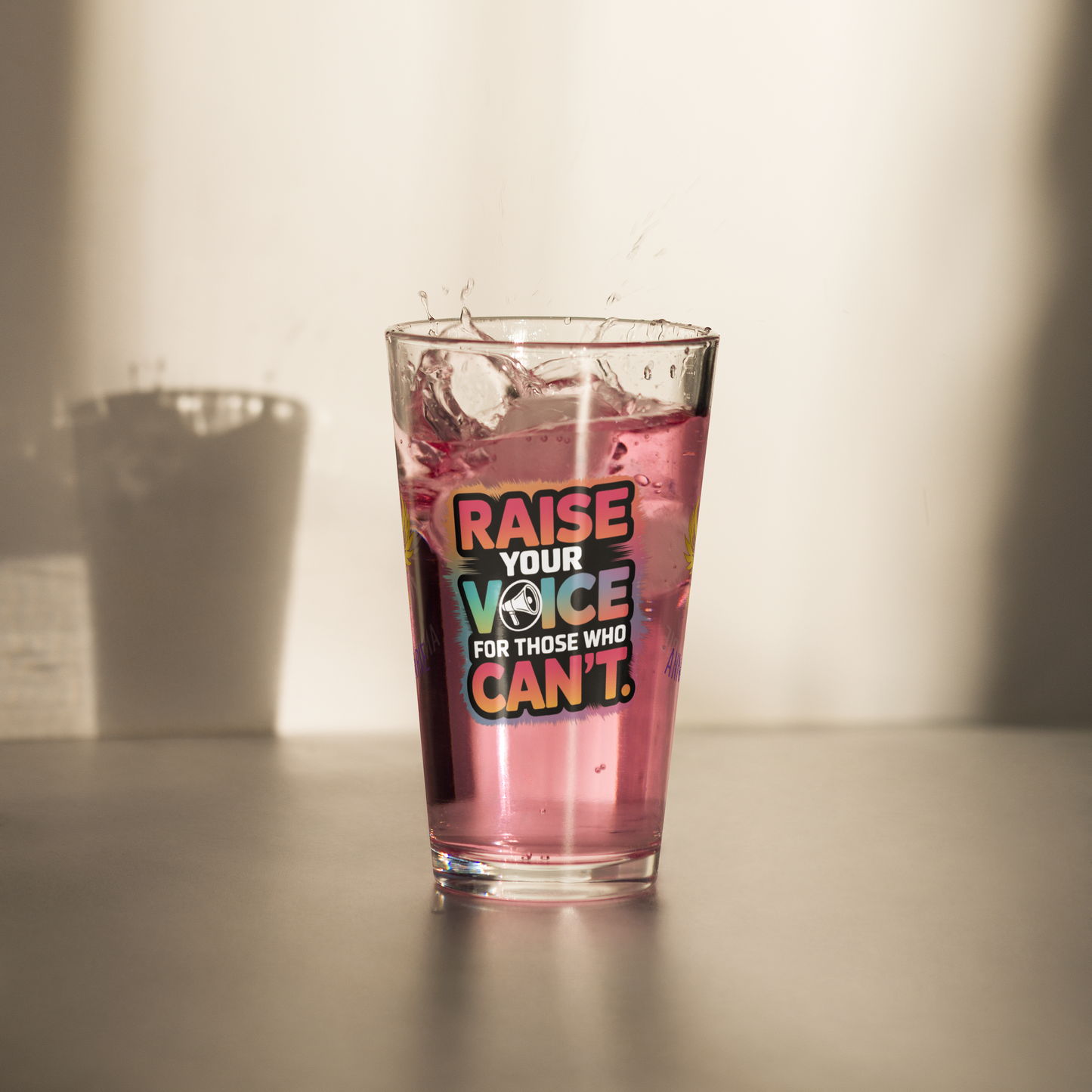 Raise Your Voice for Those Who Can't pint glass, survivor support awareness glass, empowerment message