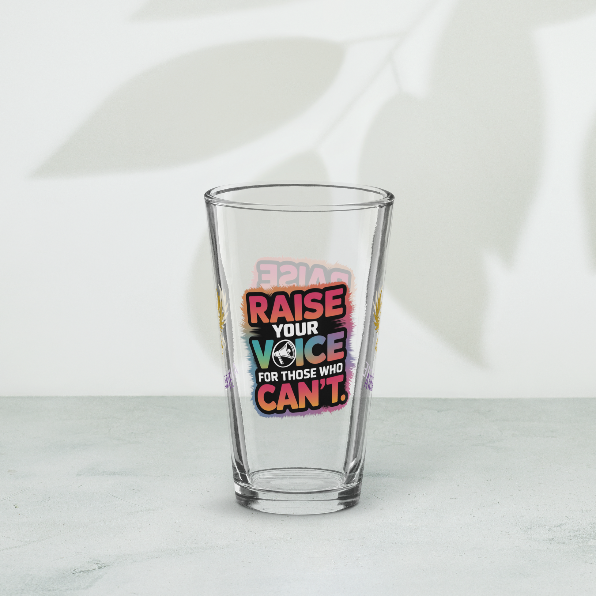 Raise Your Voice for Those Who Can't pint glass, survivor support awareness glass, empowerment message