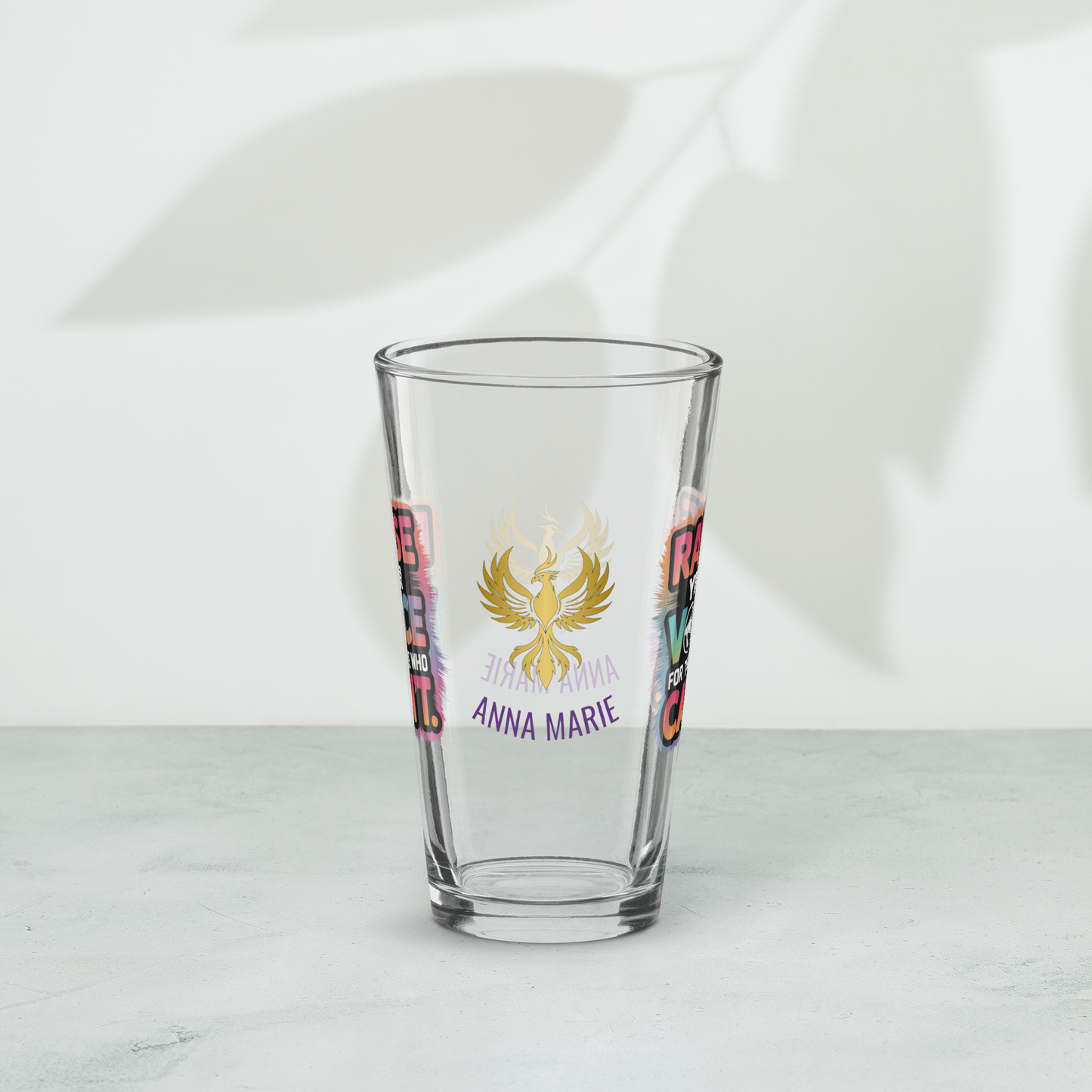 Raise Your Voice for Those Who Can't pint glass, survivor support awareness glass, empowerment message