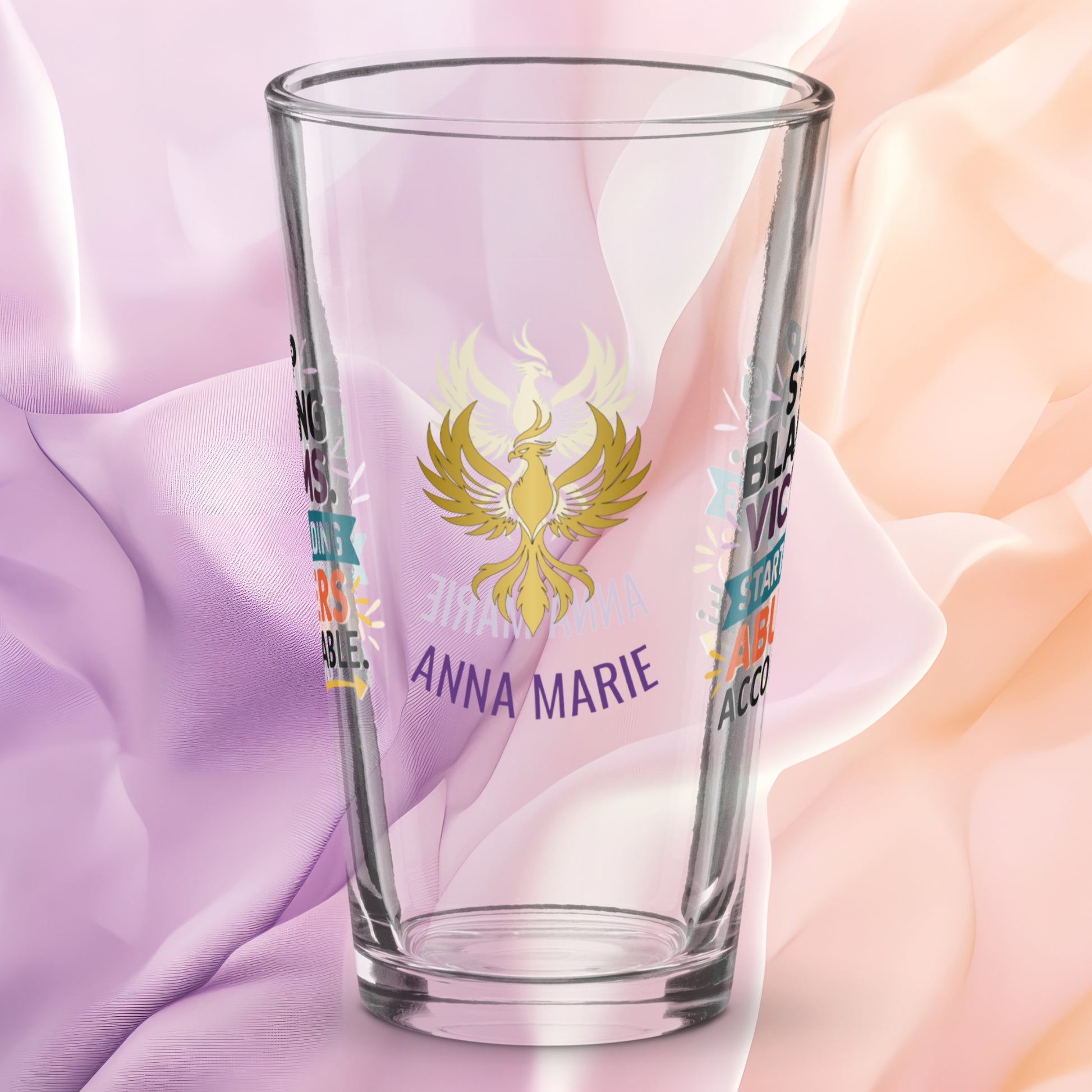 Stop Blaming Victims Start Holding Abusers Accountable pint glass, DV awareness message, advocacy gift
