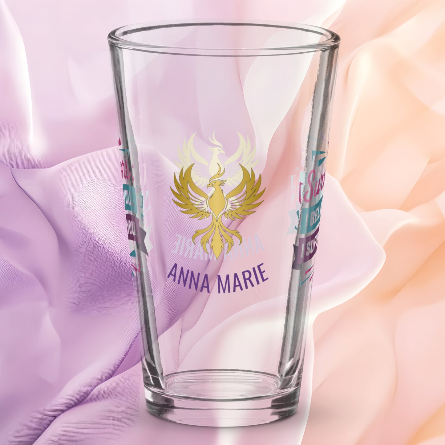 To Survivors I Believe You I Support You pint glass, survivor advocacy awareness drinkware gift