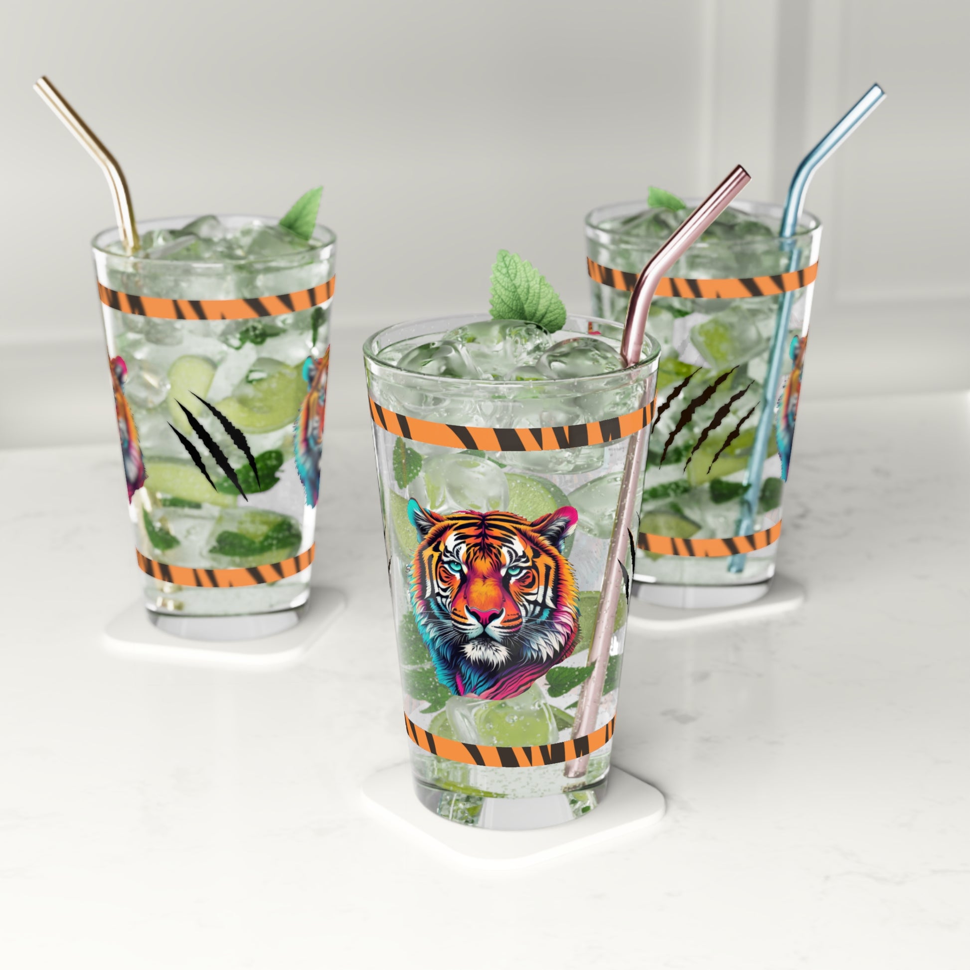 Roar to Renewal 16oz Tiger Pint Glass - Inspiring Strength, Courage, and Empowerment