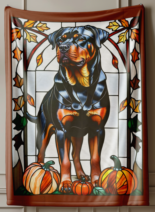 Rottweiler plush blanket, soft velveteen dog throw, cozy blanket gift for Rottweiler lovers and pet owners