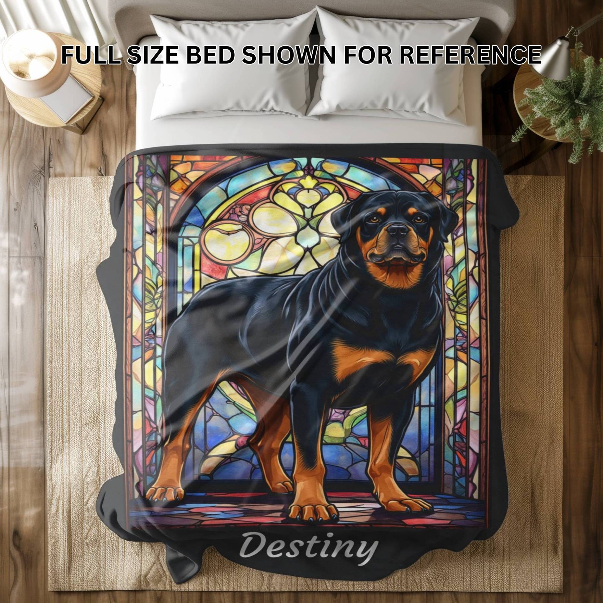 Rottweiler (Black & Tan) Personalized Velveteen Plush Blanket, Pet Lover Gift, Rottie Pet Blanket, Dog Lover Gift, Rottweiler Print Blanket