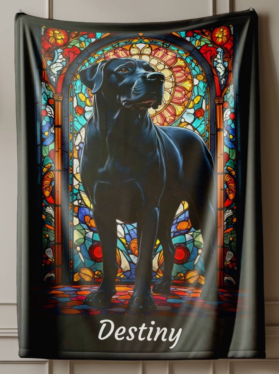 Rottweiler (Rare Black) Personalized Velveteen Plush Blanket, Pet Lover Gift, Rottie Pet Blanket, Dog Lover Gift, Rottweiler Print Blanket