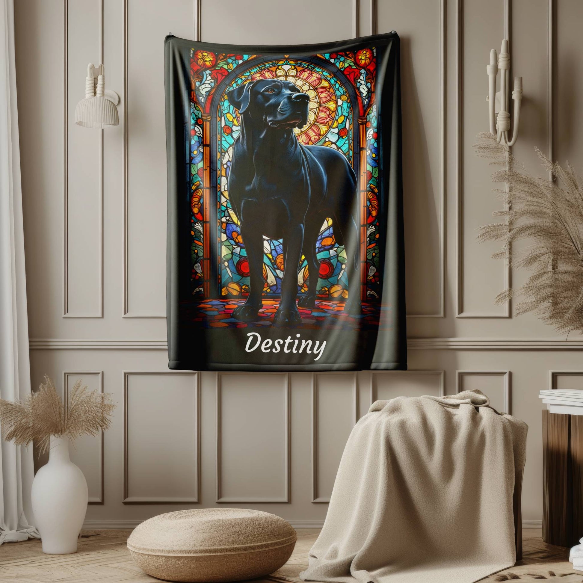 Rottweiler (Rare Black) Personalized Velveteen Plush Blanket, Pet Lover Gift, Rottie Pet Blanket, Dog Lover Gift, Rottweiler Print Blanket