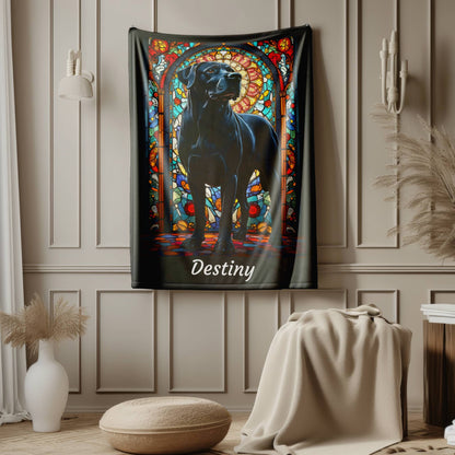 Rottweiler (Rare Black) Personalized Velveteen Plush Blanket, Pet Lover Gift, Rottie Pet Blanket, Dog Lover Gift, Rottweiler Print Blanket