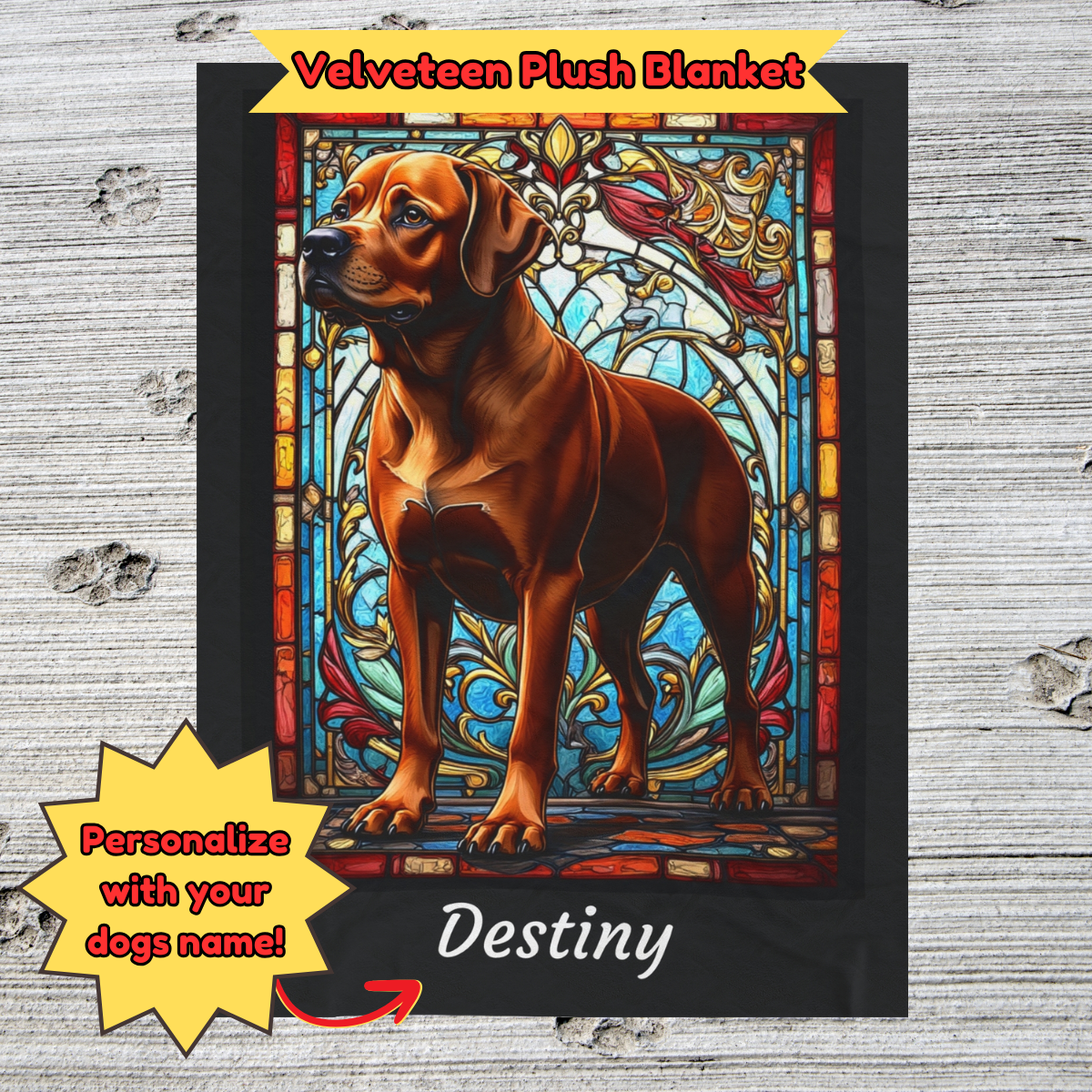 Rottweiler (Rare Red) Personalized Velveteen Plush Blanket, Pet Lover Gift, Rottie Pet Blanket, Dog Lover Gift, Rottweiler Print Blanket