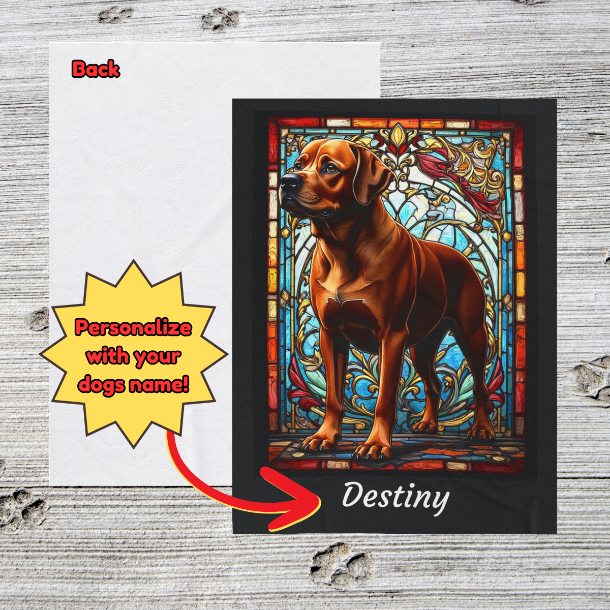 Rottweiler (Rare Red) Personalized Velveteen Plush Blanket, Pet Lover Gift, Rottie Pet Blanket, Dog Lover Gift, Rottweiler Print Blanket