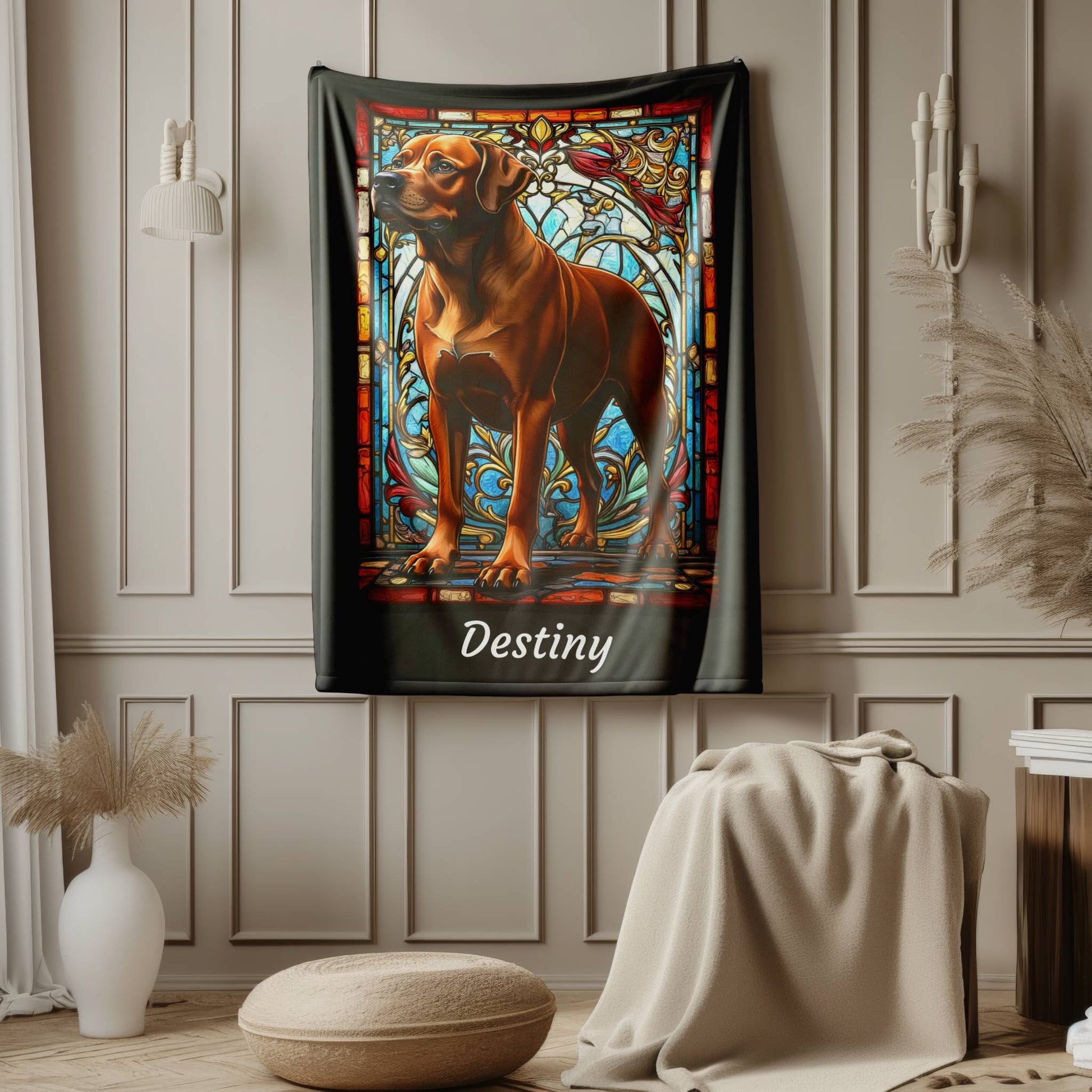 Rottweiler (Rare Red) Personalized Velveteen Plush Blanket, Pet Lover Gift, Rottie Pet Blanket, Dog Lover Gift, Rottweiler Print Blanket
