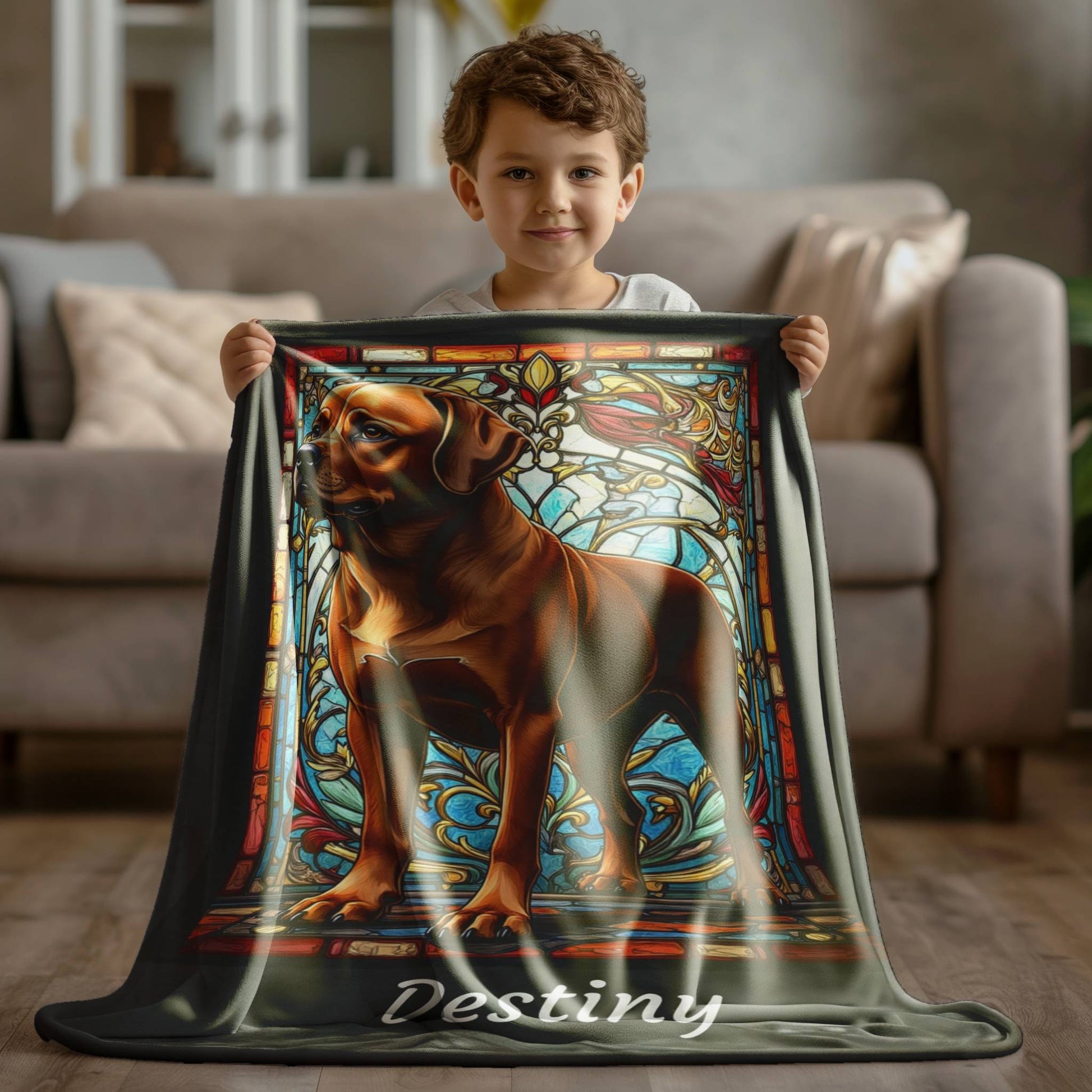 Rottweiler (Rare Red) Personalized Velveteen Plush Blanket, Pet Lover Gift, Rottie Pet Blanket, Dog Lover Gift, Rottweiler Print Blanket