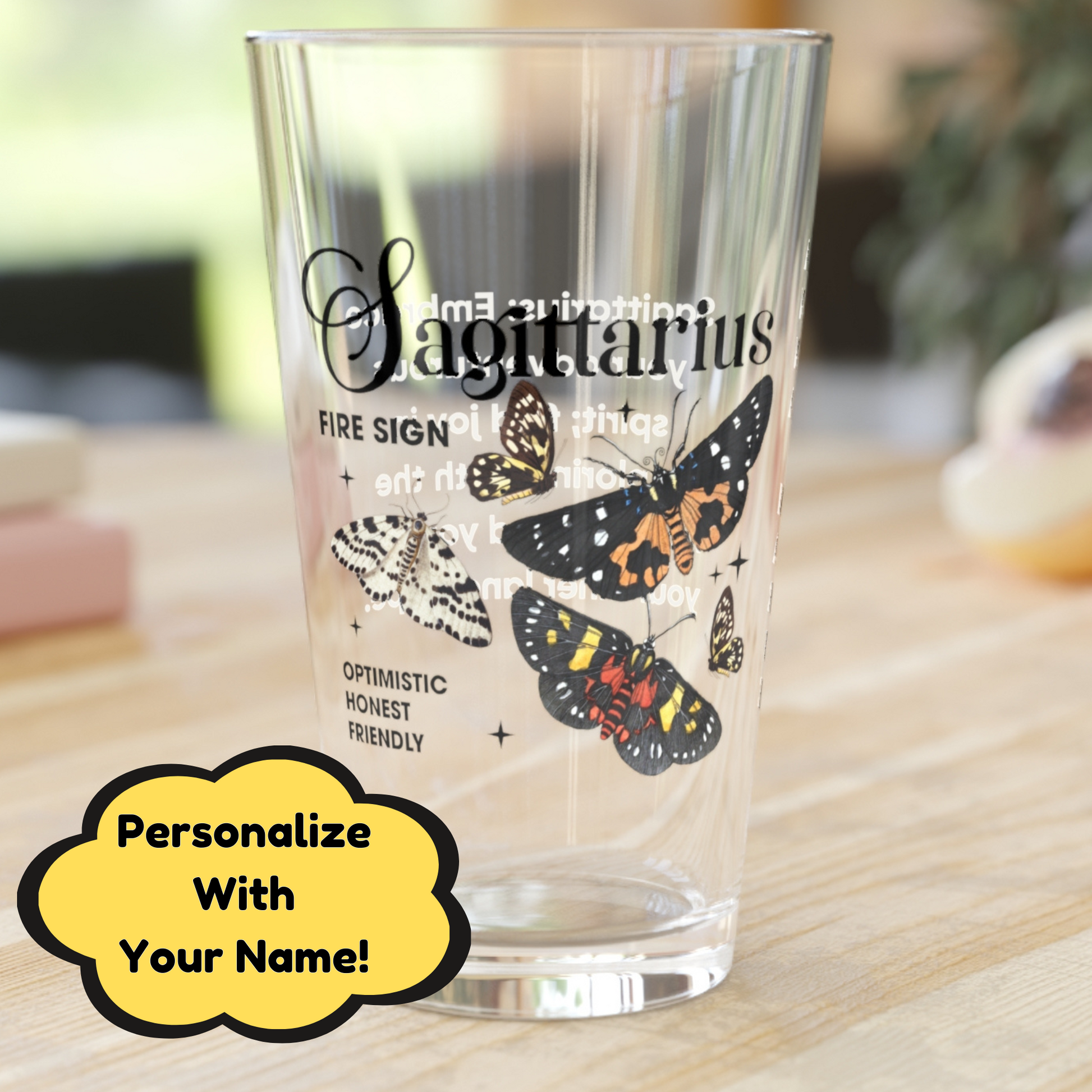 Sagittarius Zodiac Pint Glass 16oz, Astrology Drinkware, Horoscope Gift, Zodiac Glass, Birthday Gift, Cosmic Glassware, Astrology Themed Drinkware