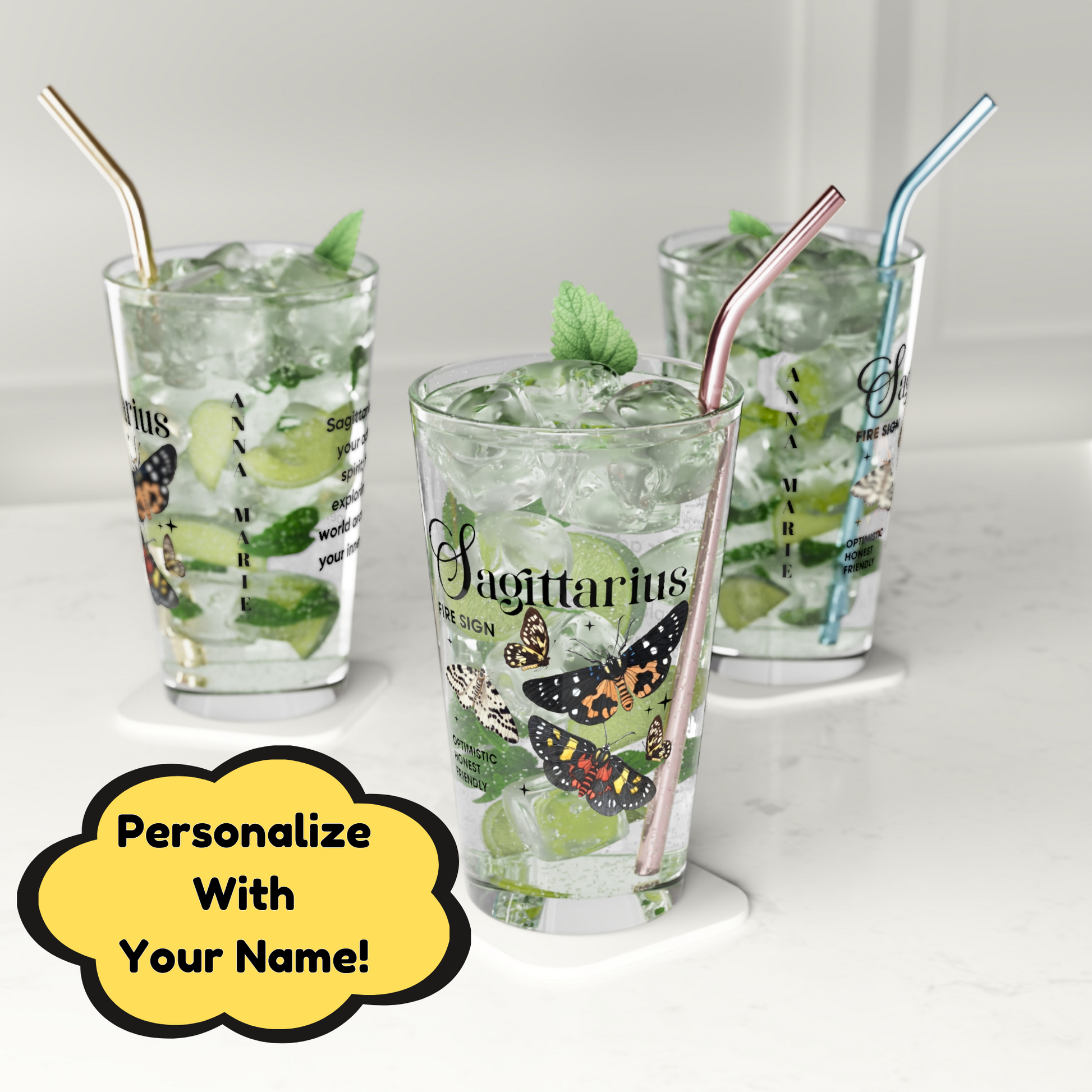 Sagittarius Zodiac Pint Glass 16oz, Astrology Drinkware, Horoscope Gift, Zodiac Glass, Birthday Gift, Cosmic Glassware, Astrology Themed Drinkware