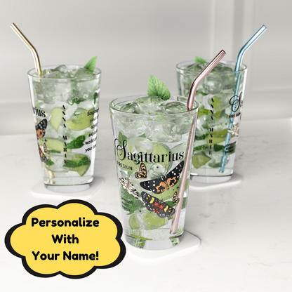 Sagittarius Zodiac Pint Glass 16oz, Astrology Drinkware, Horoscope Gift, Zodiac Glass, Birthday Gift, Cosmic Glassware, Astrology Themed Drinkware