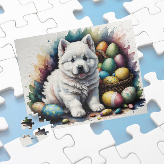 Samoyed Easter Puppy Puzzle - Dog Lovers, Mental Health Benefits, Holiday Fun, Mindfulness, Stress Relief, Festive Gift