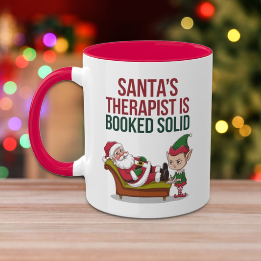 Santa's Therapist Is Booked Solid: Colorful Christmas Mugs, Funny Mental Health Mug, Anxiety Humor Coffee Cup, Holiday Self-Care Gift, Festive Stocking Stuffer