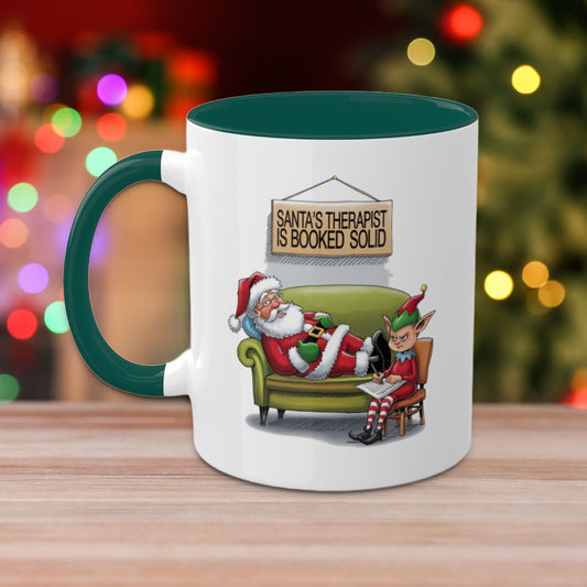 Santa's Therapist Is Booked Solid: Colorful Christmas Mugs, Funny Mental Health Mug, Anxiety Humor Coffee Cup, Holiday Self-Care Gift, Festive Stocking Stuffer