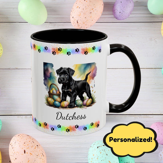 Schnauzer (Black): Personalized Easter Puppy Coffee Mug - Adorable Dog Design, Mental Health Gift, 11oz & 15oz, 12 Color Choices, Easter Gifts & Décor