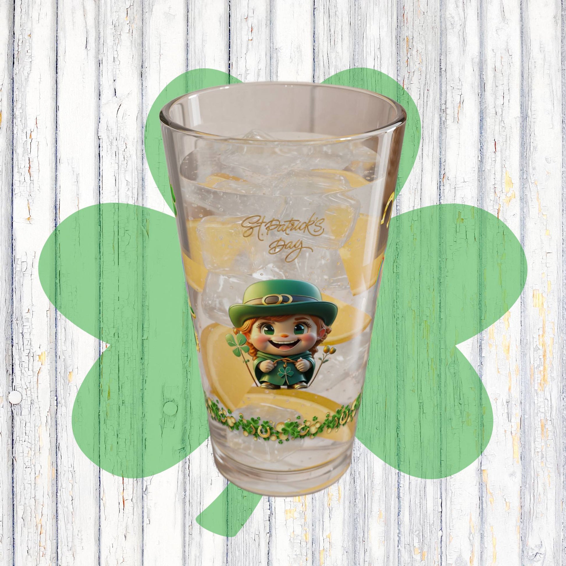 Serendipitous Leprechaun Laughter: Mindful St. Patrick's Day 16oz Pint Glasses - Festive Design for Positivity & Wellness