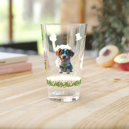 Shamrock Snuggles: Mindful St. Patrick's Day 16oz Pint Glasses - Festive Design for Positivity & Wellness
