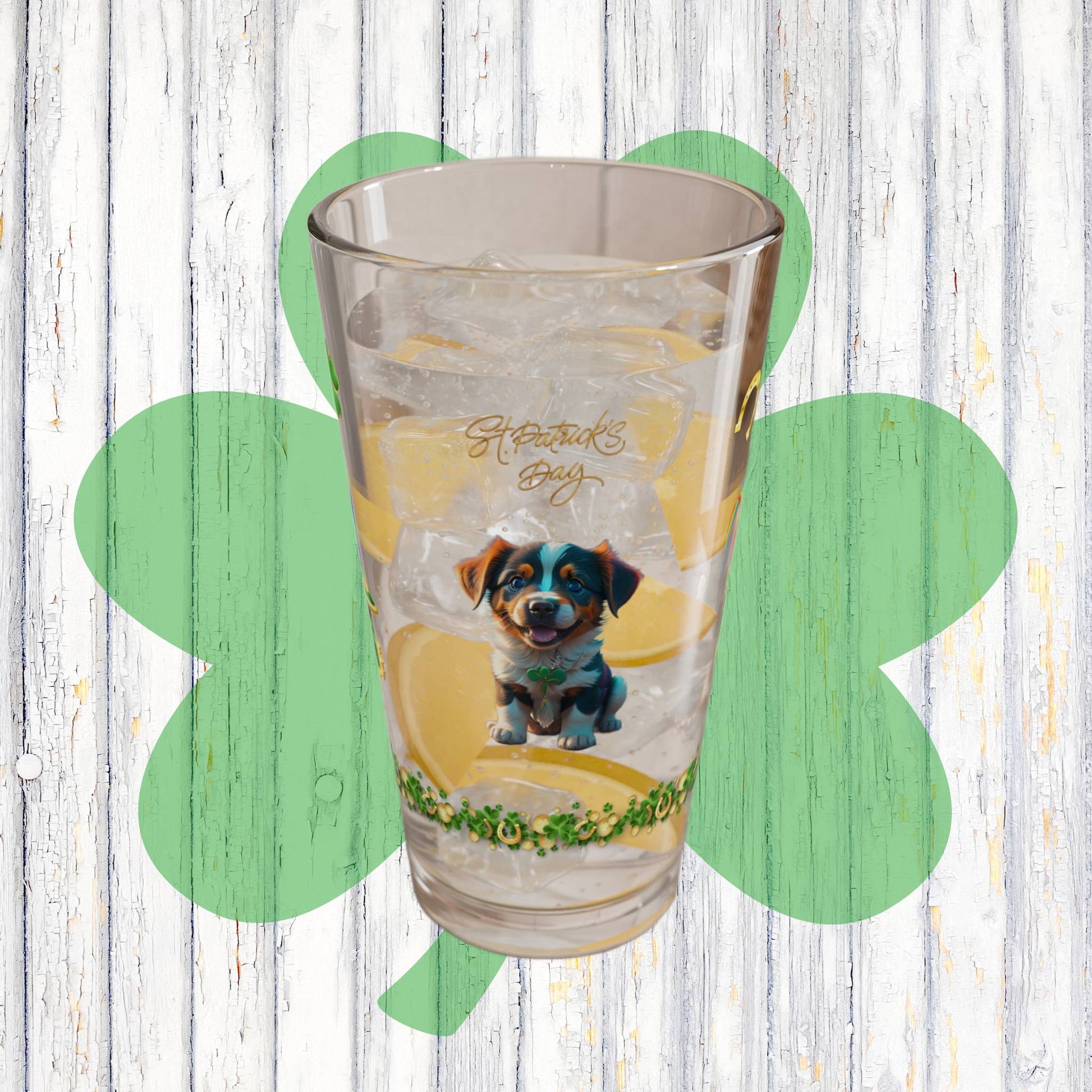 Shamrock Snuggles: Mindful St. Patrick's Day 16oz Pint Glasses - Festive Design for Positivity & Wellness