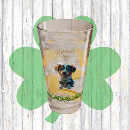 Shamrock Snuggles: Mindful St. Patrick's Day 16oz Pint Glasses - Festive Design for Positivity & Wellness