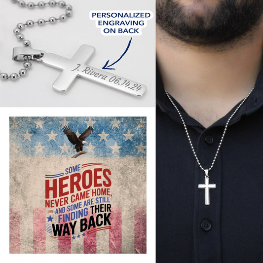 Some Heroes Never Came Home engraved cross - military memorial gift honoring fallen soldiers and their sacrifice