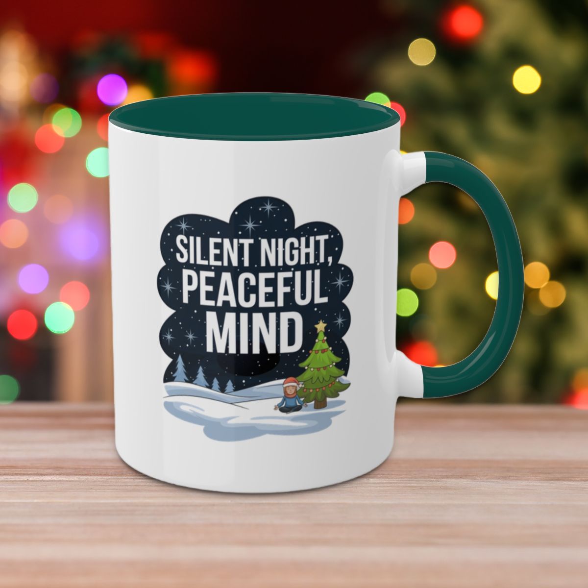 Silent Night, Peaceful Mind - Colorful Christmas Mugs, 11oz