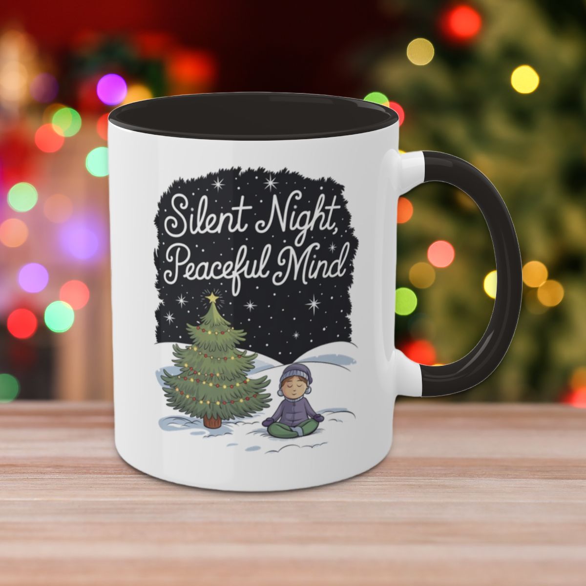 Silent Night, Peaceful Mind - Colorful Christmas Mugs, 11oz