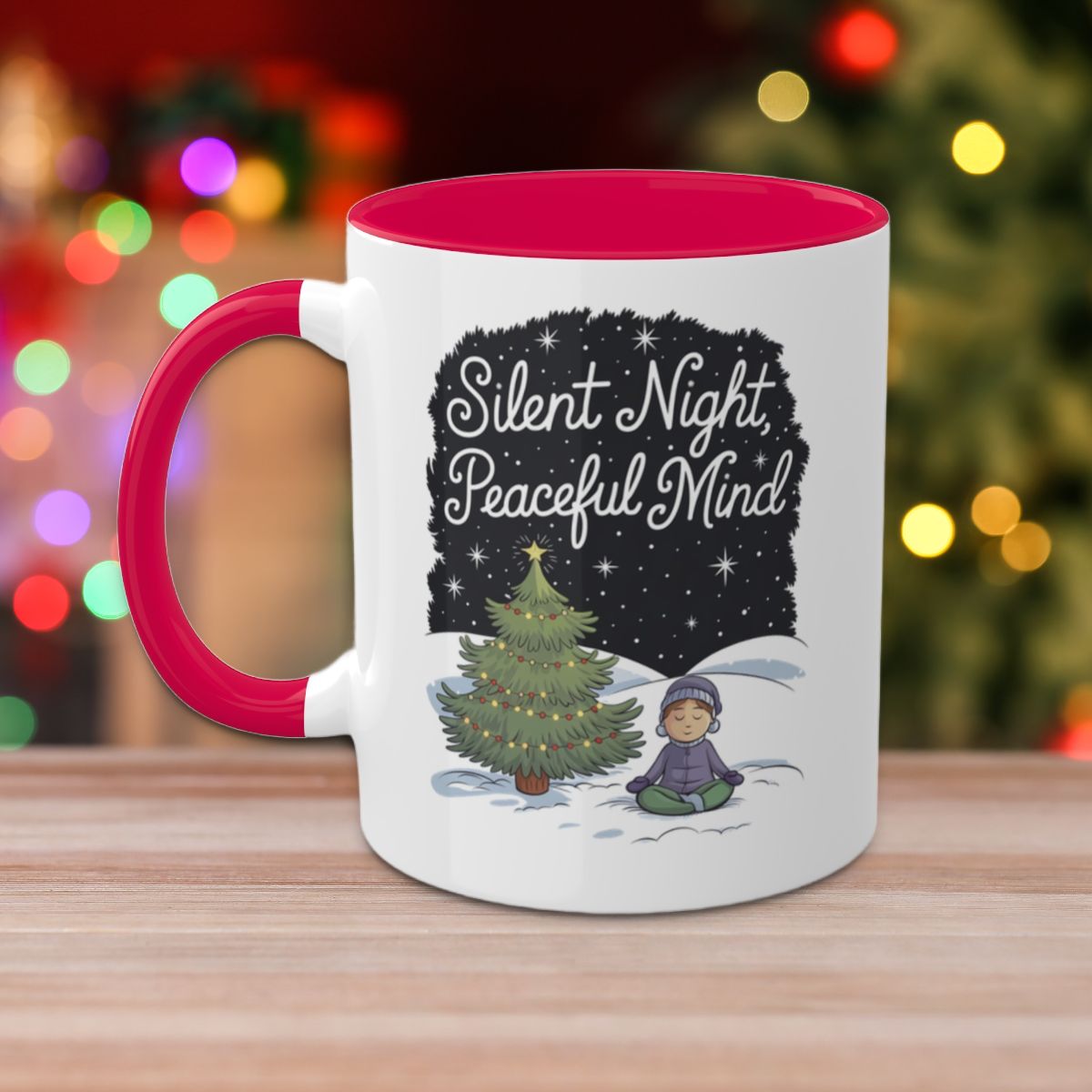 Silent Night, Peaceful Mind - Colorful Christmas Mugs, 11oz