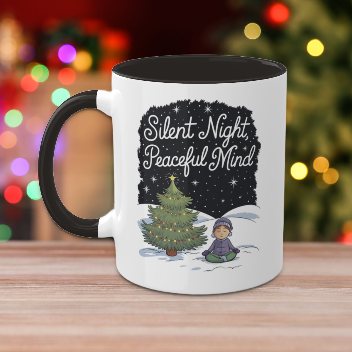 Silent Night, Peaceful Mind - Colorful Christmas Mugs, 11oz