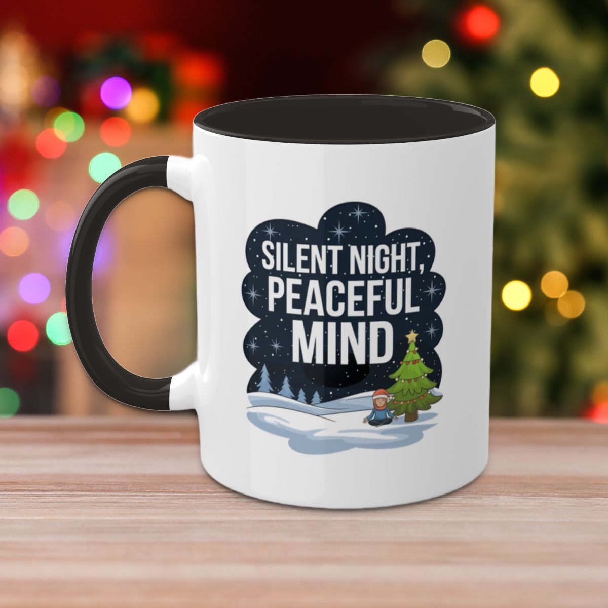 Silent Night, Peaceful Mind - Colorful Christmas Mugs, 11oz