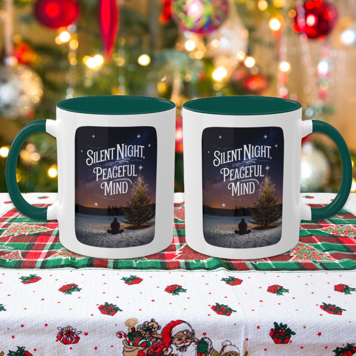Silent Night, Peaceful Mind - Colorful Christmas Mugs, 11oz