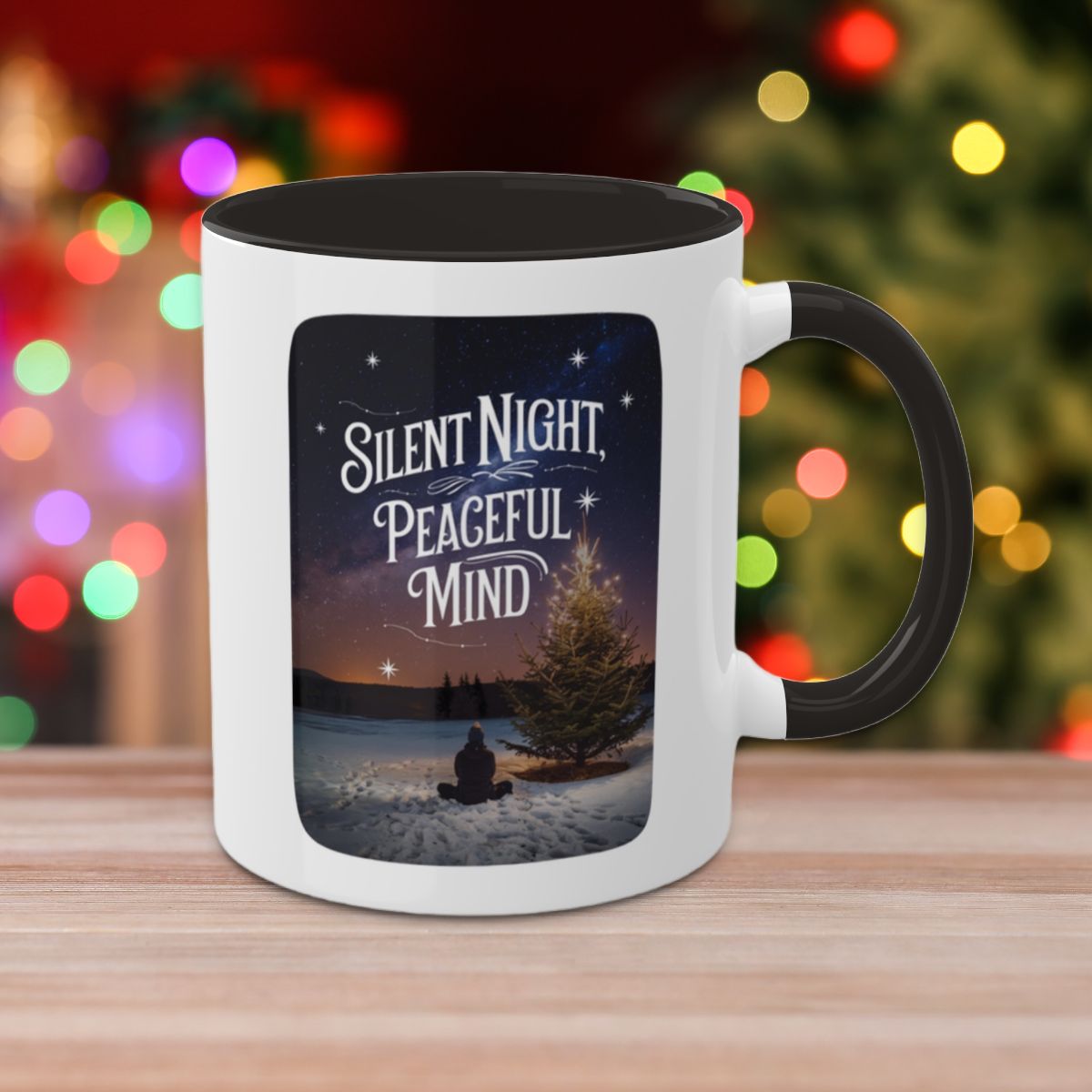 Silent Night, Peaceful Mind - Colorful Christmas Mugs, 11oz