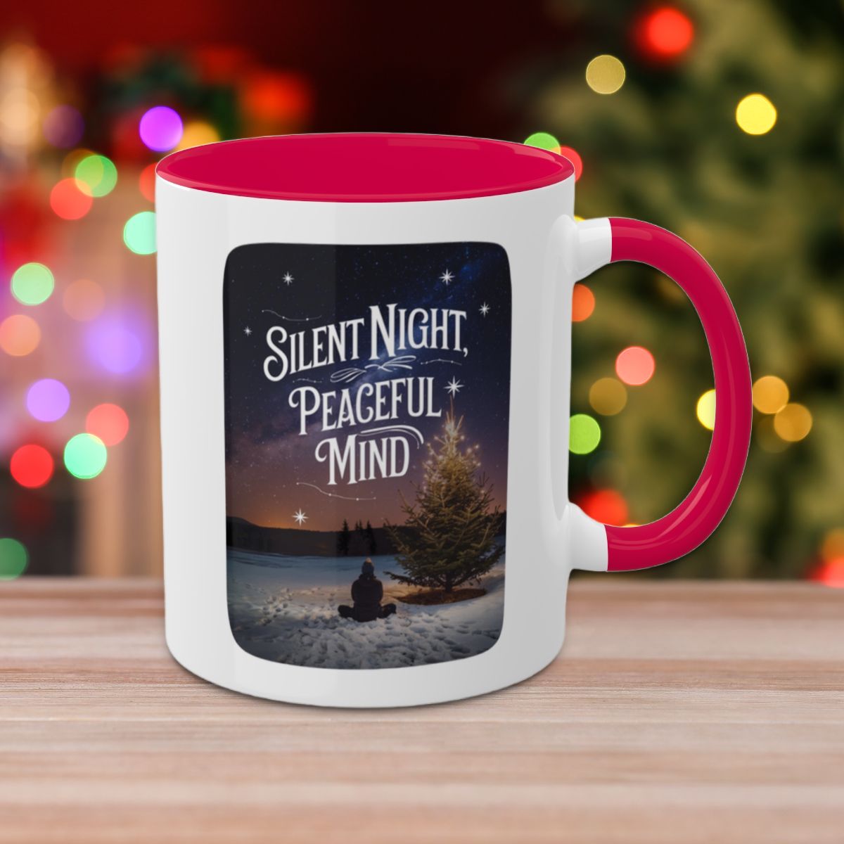 Silent Night, Peaceful Mind - Colorful Christmas Mugs, 11oz