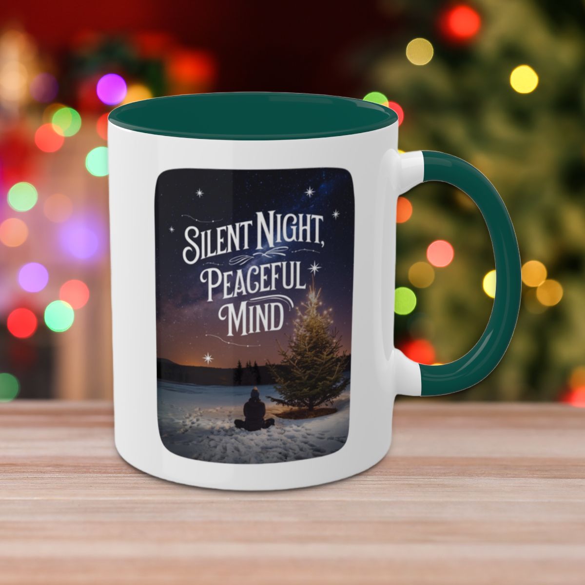 Silent Night, Peaceful Mind - Colorful Christmas Mugs, 11oz