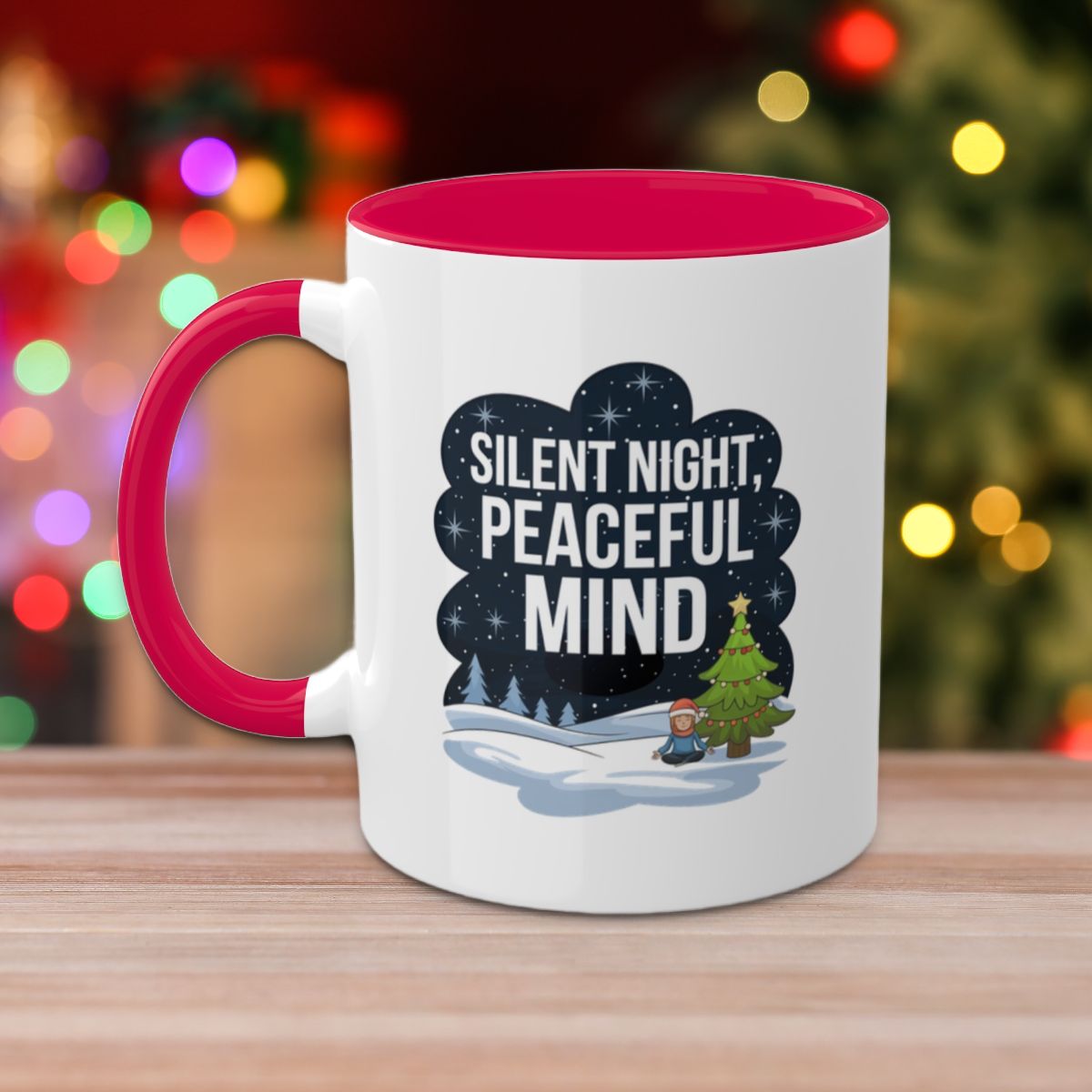 Silent Night, Peaceful Mind - Colorful Christmas Mugs, 11oz