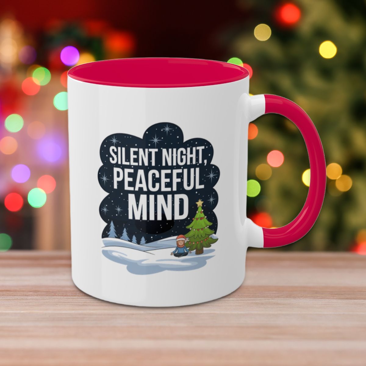 Silent Night, Peaceful Mind - Colorful Christmas Mugs, 11oz
