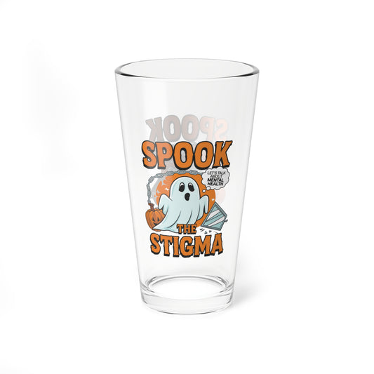 Spook The Stigma, Halloween Pint Glass, 16oz - Perfect Halloween Party Drinkware