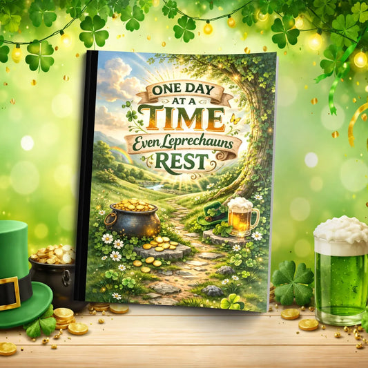 Shop our one day at a time even leprechauns rest st patricks day journal featuring the Standard Blue Lined style option from MySisterIsASurvivor.