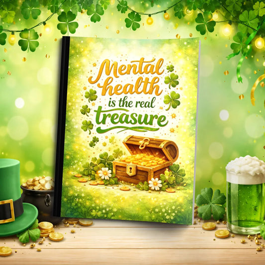 Shop our mental health is the real treasure st patricks day journal featuring the Standard Blue Lined style option from MySisterIsASurvivor.