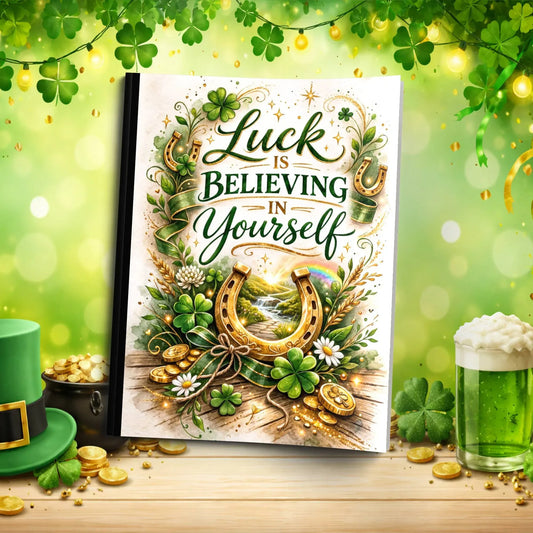 Shop our luck is believing in yourself st patricks day journal featuring the Standard Blue Lined style option from MySisterIsASurvivor.
