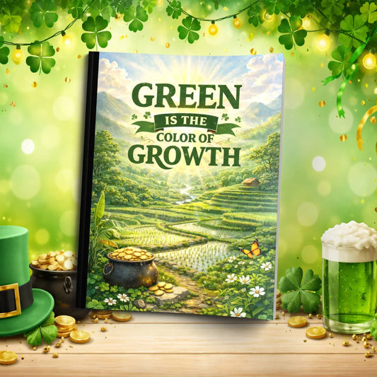 Shop our green is the color of growth st patricks day journal featuring the Standard Blue Lined style option from MySisterIsASurvivor.