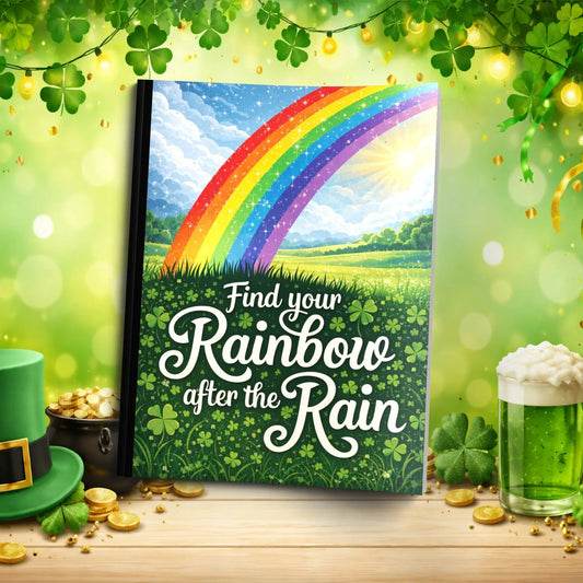 Shop our find your rainbow after the rain st patricks day journal featuring the Standard Blue Lined style option from MySisterIsASurvivor.