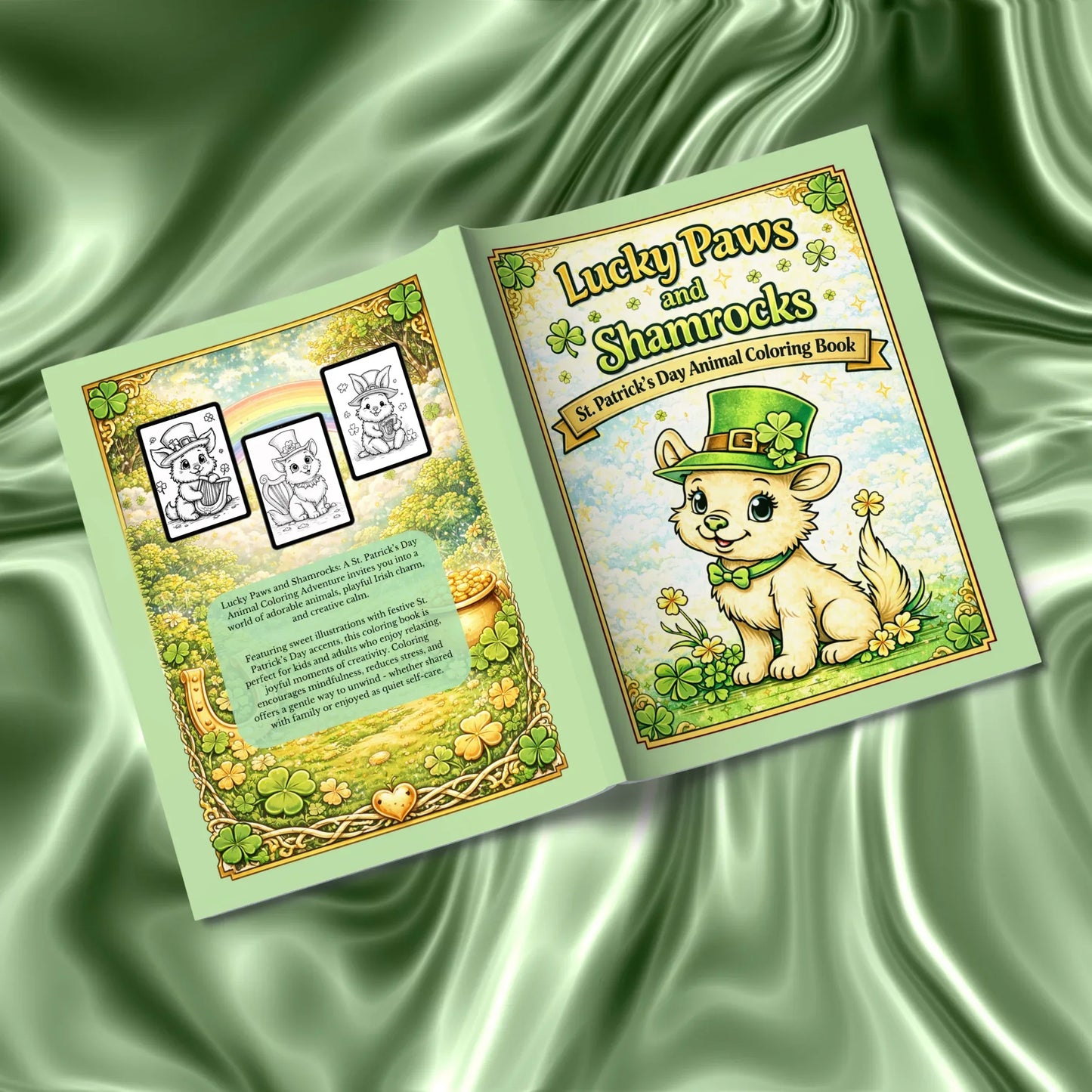 Shop our premium lucky paws and shamrocks st patricks day animal coloring book from MySisterIsASurvivor.