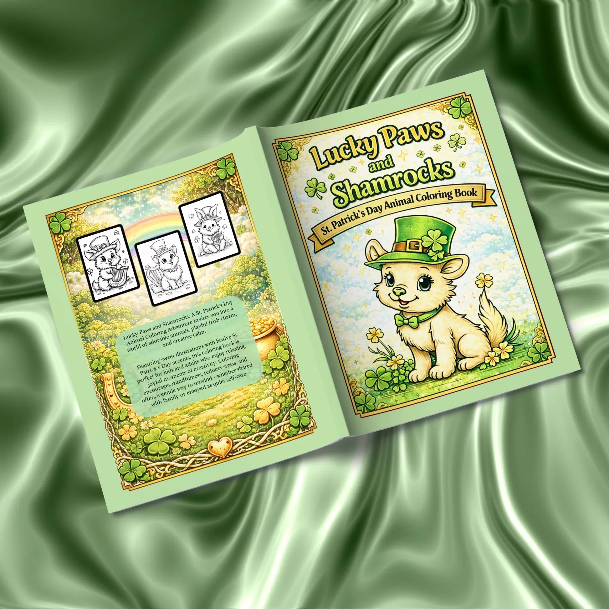 Shop our premium lucky paws and shamrocks st patricks day animal coloring book from MySisterIsASurvivor.