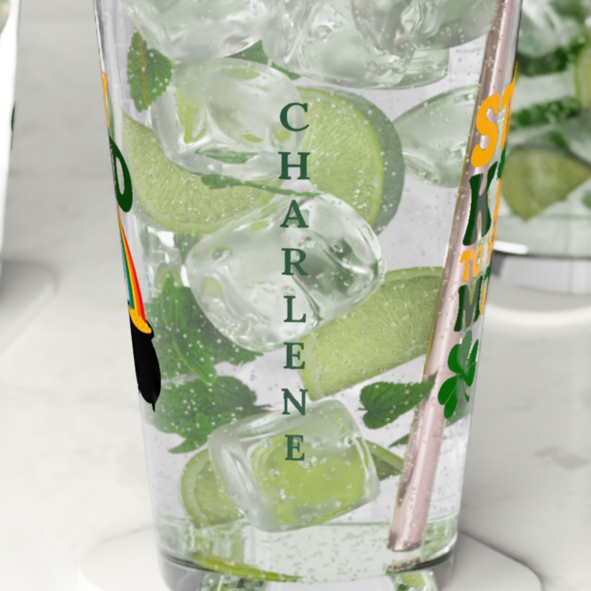 Stay Kind To Your Mind: Personalized St. Patrick's Day Pint Glass - Customizable Name for Happiness and Positivity