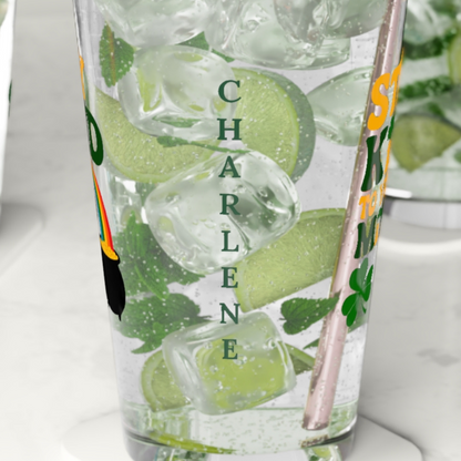 Stay Kind To Your Mind: Personalized St. Patrick's Day Pint Glass - Customizable Name for Happiness and Positivity