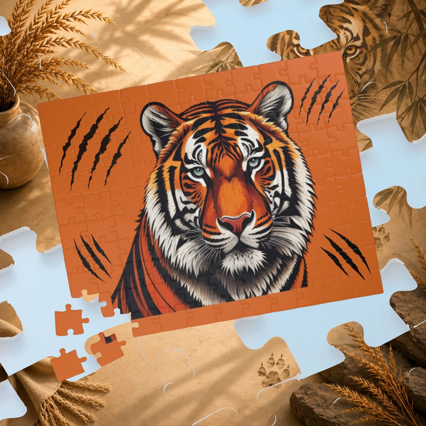 Strength Unleashed Puzzle - Bold Tiger Puzzle for Relaxation, Determination, and Animal Art Fans
